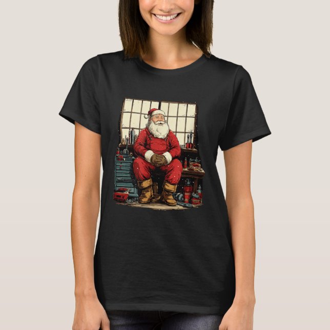 Camiseta Cool Workshop Santa Claus With Wrenches Tool Costu (Frente)