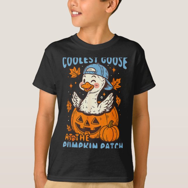 Camiseta Coolest Goose At The Pumpkin Patch Autumn Fall Cou (Frente)