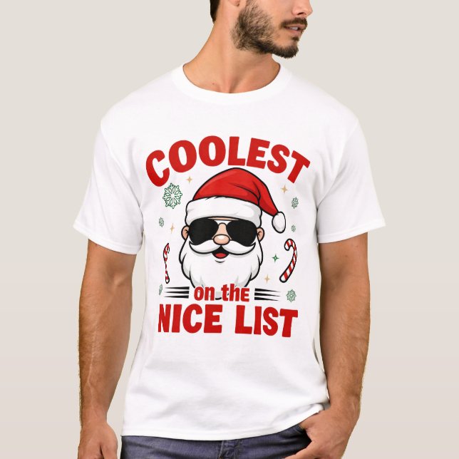 Camiseta Coolest Grandpa on the Nice List | Modern Holiday  (Frente)