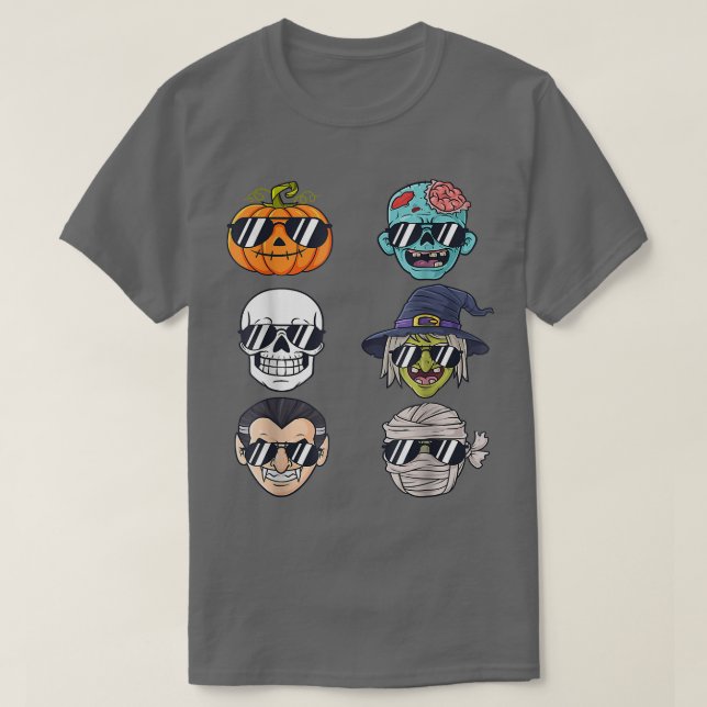 Camiseta Coolest Pumpkin Halloween Skeleton Witch Vampire B (Frente do Design)