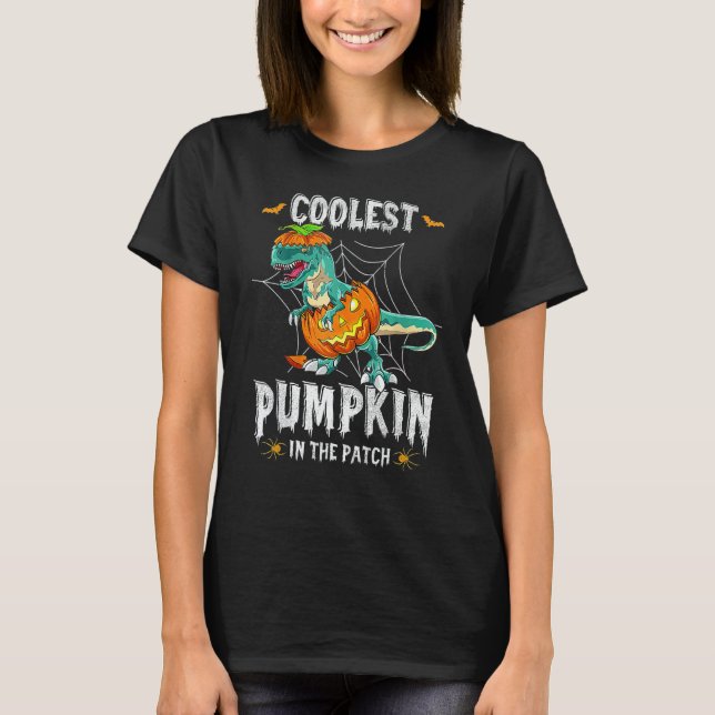 Camiseta Coolest Pumpkin In The Patch Dinosaur Halloween Vi (Frente)
