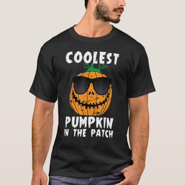 Camiseta Coolest Pumpkin In The Patch Halloween Boys Girls  (Frente)