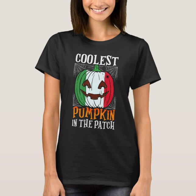 Camiseta Coolest Pumpkin In The Patch Italian Flag Jack Ou2 (Frente)