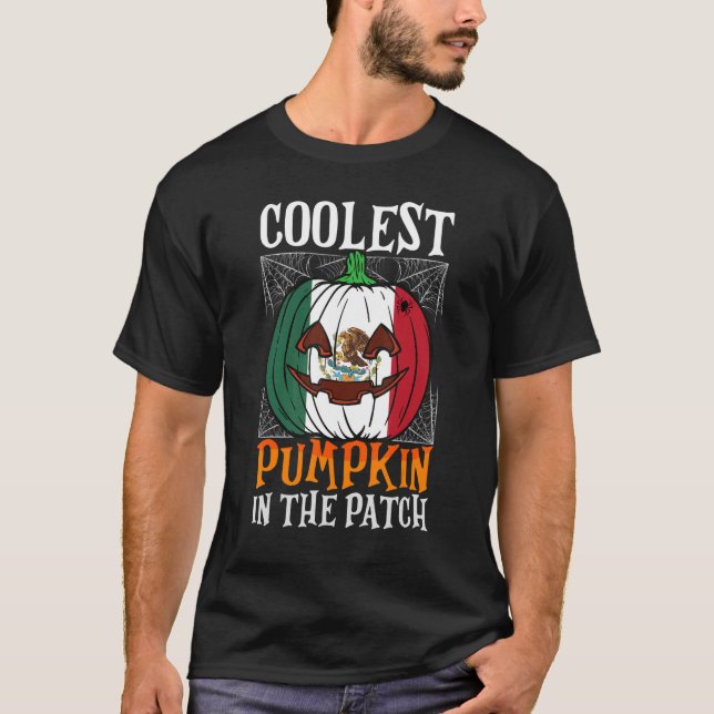 Camiseta Coolest Pumpkin In The Patch Mexican Flag Jack Ou2 (Frente)