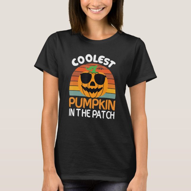 Camiseta Coolest  Quote Pumpkin In The Patch Halloween Boys (Frente)