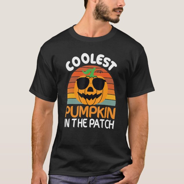 Camiseta Coolest  Quote Pumpkin In The Patch Halloween Boys (Frente)