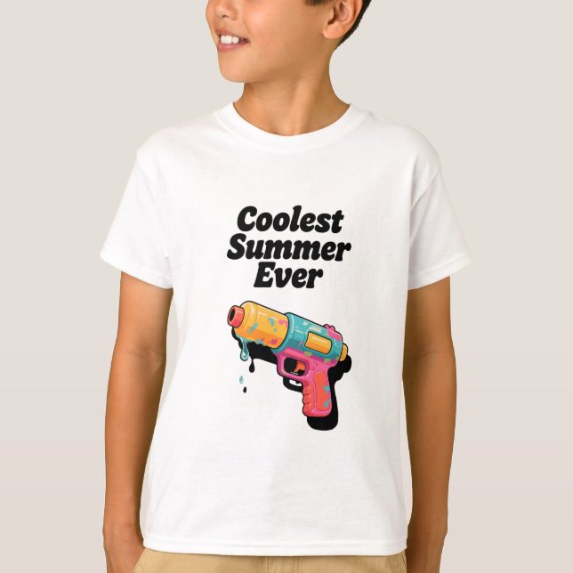 Camiseta Coolest Summer Ever - Retro Neon Water Gun Sarcasm (Frente)