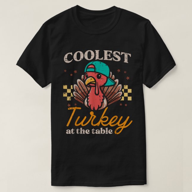 Camiseta Coolest Turkey At The Table Funny Kids Shirt (Frente do Design)
