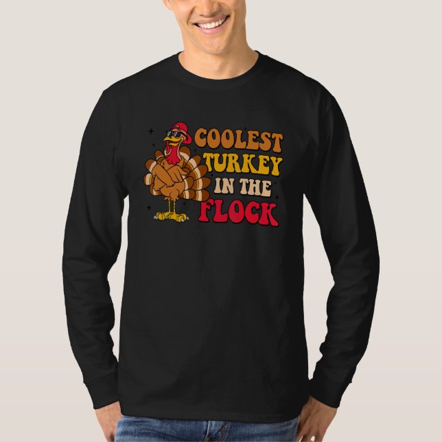 Camiseta Coolest Turkey In The Flock Autumn Fall Thanksgivi (Frente)