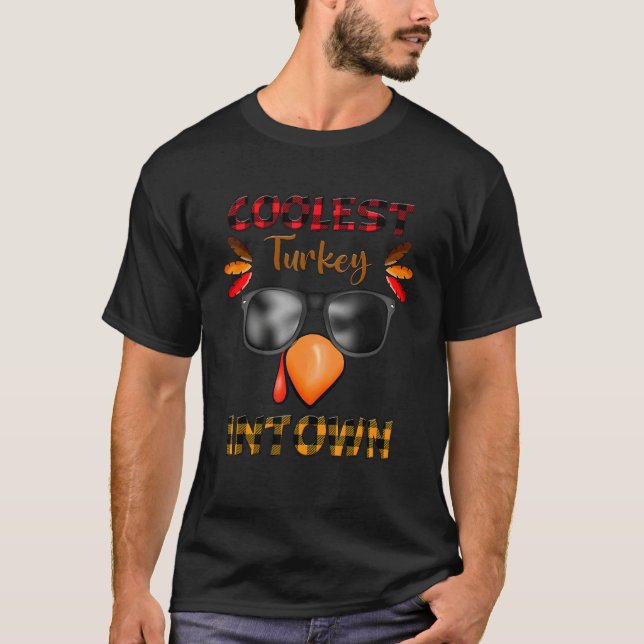 Camiseta Coolest Turkey Intown Cool Turkey Thanksgiving Buf (Frente)