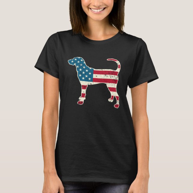 Camiseta Coonhound 4th of July Men Women USA American Flag  (Frente)
