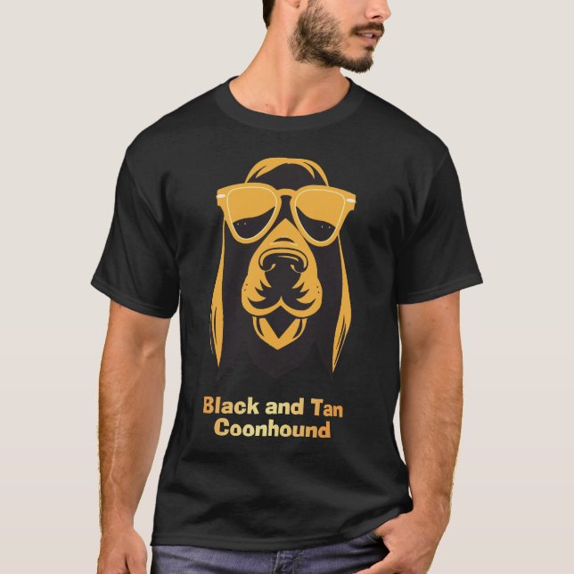 Camiseta Coonhound Preto e Castanho com Óculos de Sol Laran (Frente)