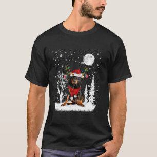 Camiseta Coonhound Sob Luz Luar Neve Natal Pajama T
