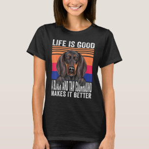 Camiseta Coonhounds Preto e Bege Fazem Sua Vida Boa Vinho