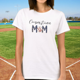 Camiseta Cooperstown Mãe Beisebol / Coração Estrelas Patrió