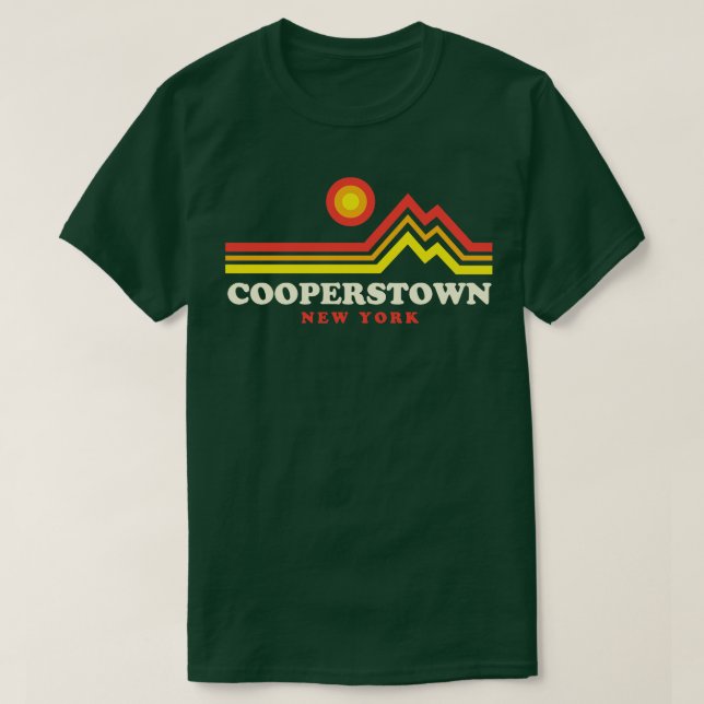 Camiseta Cooperstown New York Vacation Sunset Mountain (Frente do Design)