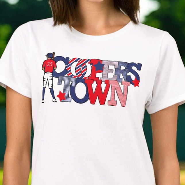 Camiseta Cooperstown Patriotic Letters Beisebol Year (Criador carregado)