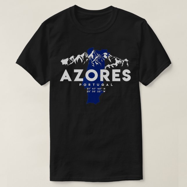 Camiseta Coordenada do Mapa de Portugal dos Açores (Frente do Design)