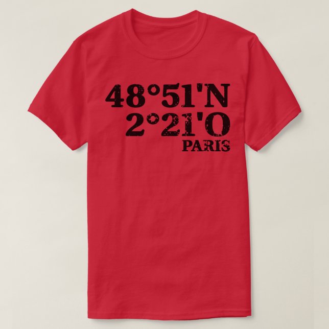 Camiseta Coordenadas de Paris (Frente do Design)