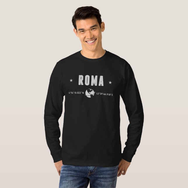 Camiseta Coordenadas de Roma com Globo Branco (Frente Completa)