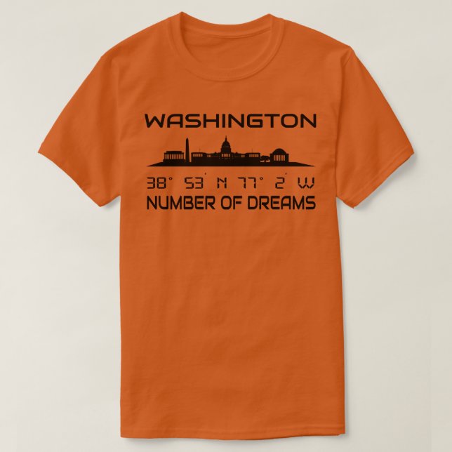 Camiseta Coordenadas do GPS Capital Washington DC Skyline (Frente do Design)