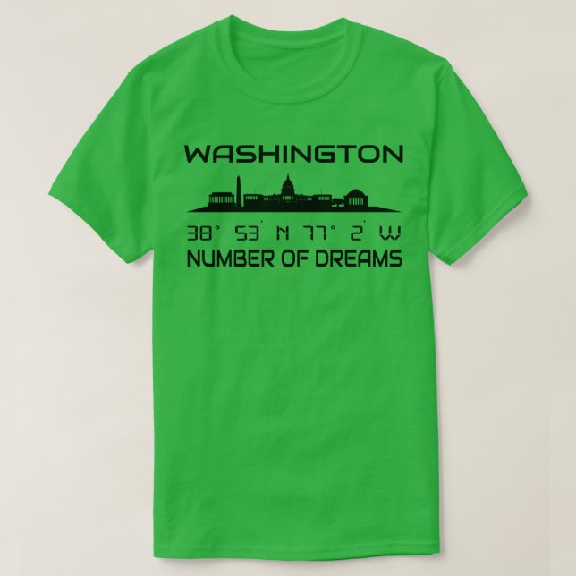 Camiseta Coordenadas do GPS Capital Washington DC Skyline (Frente do Design)