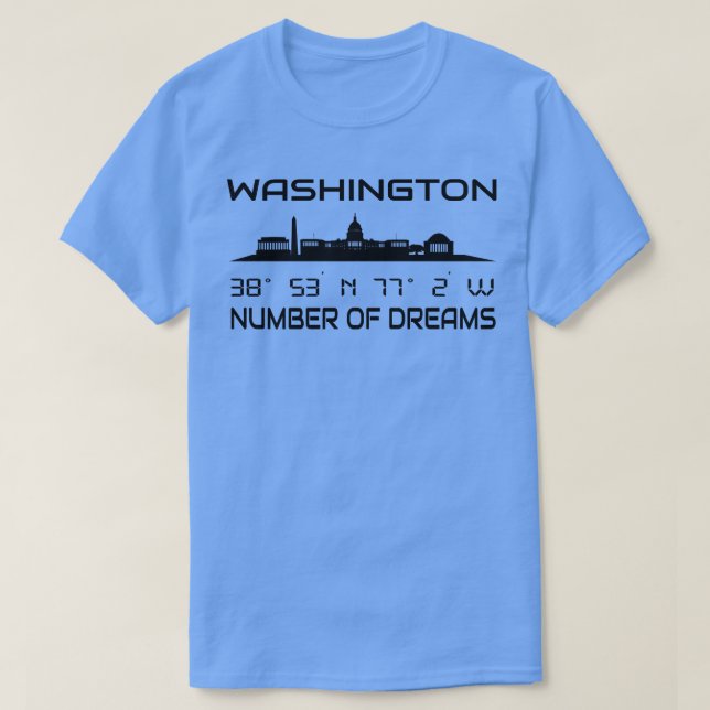 Camiseta Coordenadas do GPS Capital Washington DC Skyline (Frente do Design)