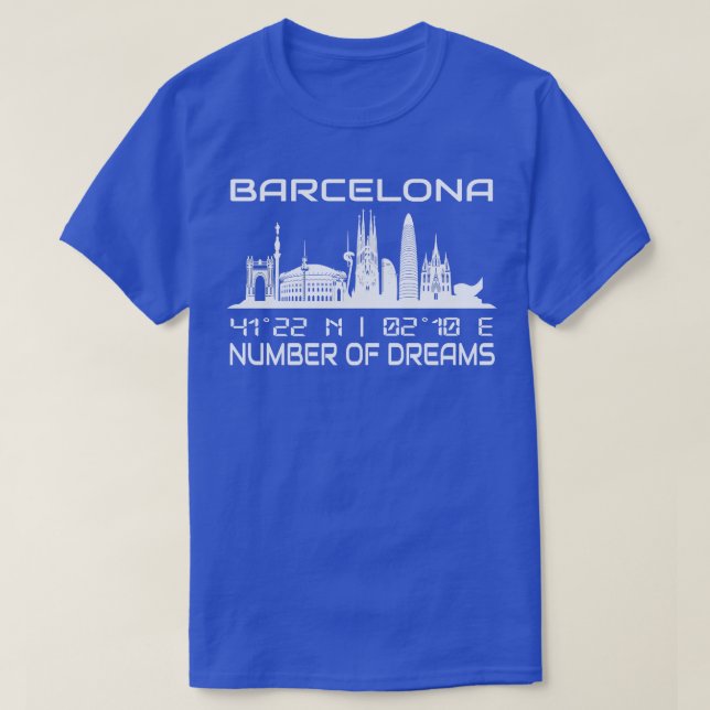Camiseta Coordenadas do GPS Cidade Barcelona Skyline 2 (Frente do Design)
