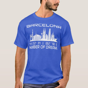 Camiseta Coordenadas do GPS Cidade Barcelona Skyline 2