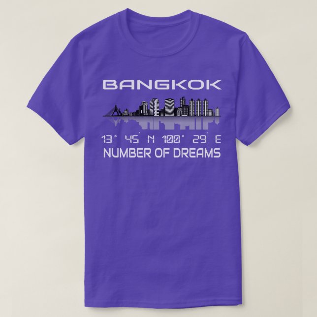 Camiseta Coordenadas do Gps em Bangkok Skyline Dream City (Frente do Design)