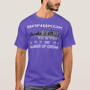 Camiseta Coordenadas do Gps em Bangkok Skyline Dream City