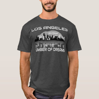 Camiseta Coordenadas do GPS em Los Angeles Skyline Dream Ci