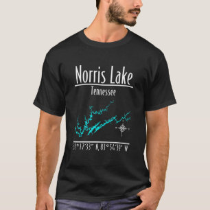 Camiseta Coordenadas do Mapa do Norris Lake Tennessee