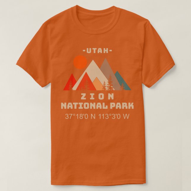 Camiseta Coordenadas do Parque Nacional do Zion 2 (Frente do Design)