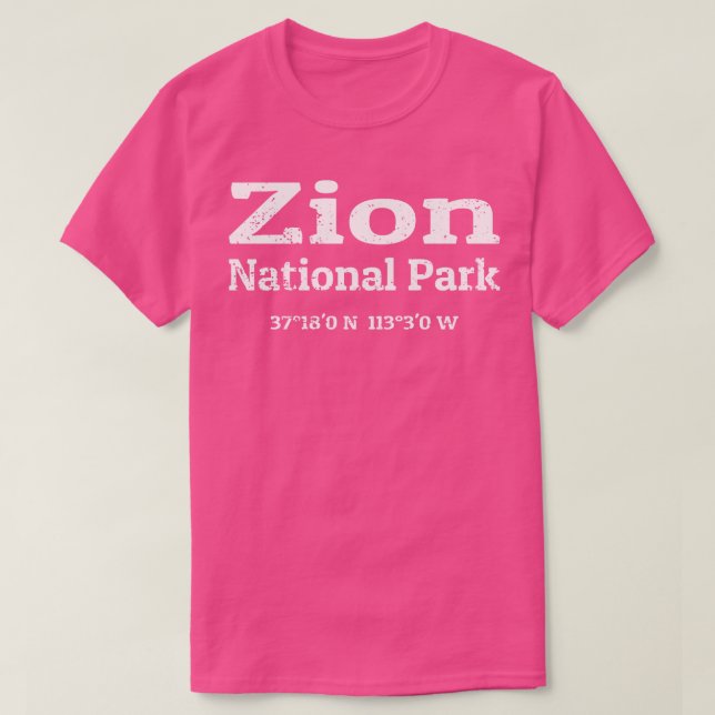 Camiseta Coordenadas do Parque Nacional Zion 1 (Frente do Design)