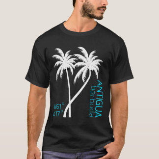 Camiseta Coordenadas Geográficas Antígua e Barbuda Souveni