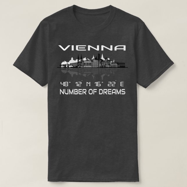 Camiseta Coordenadas GPS Capital Viena Skyline 2 (Frente do Design)