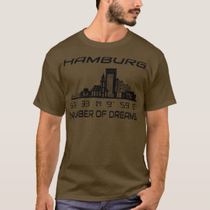 Camiseta Coordenadas GPS Cidade Hamburgo Skyline Dream City