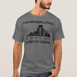 Camiseta Coordenadas GPS Cidade Hamburgo Skyline Dream City