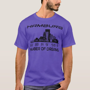 Camiseta Coordenadas GPS Cidade Hamburgo Skyline Dream City