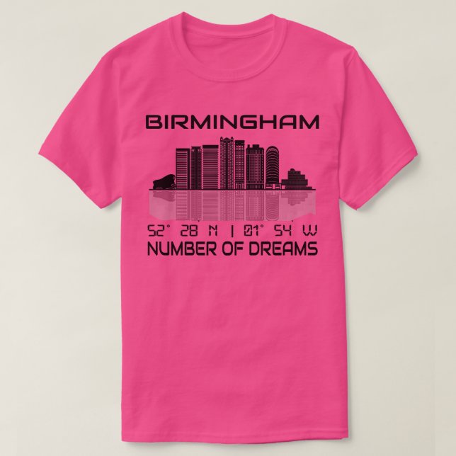 Camiseta Coordenadas GPS City Birmingham Skyline (Frente do Design)