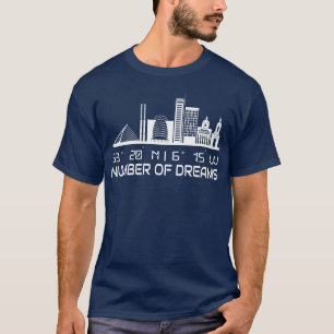 Camiseta Coordenadas GPS da Silhueta de Dublin Cidade dos S