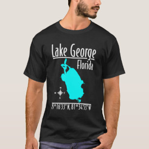 Camiseta Coordenadas Mapa do Lago George Flórida