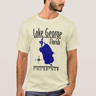 Camiseta Coordenadas Mapa do Lago George Flórida