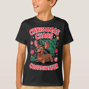 Camiseta Coordenador de Caos de Natal Cachorrinho de Natal 
