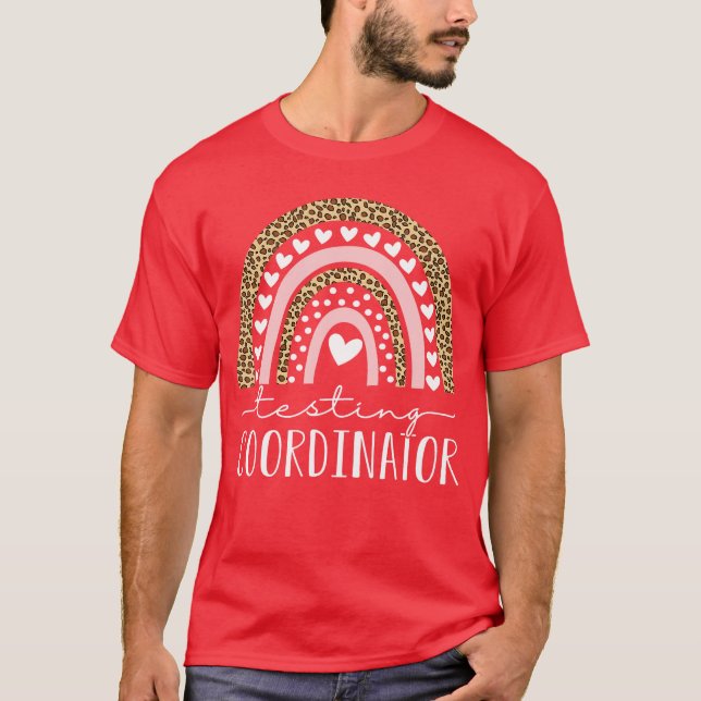 Camiseta Coordenador de Testes Rainbow Leopard Dia de Teste (Frente)