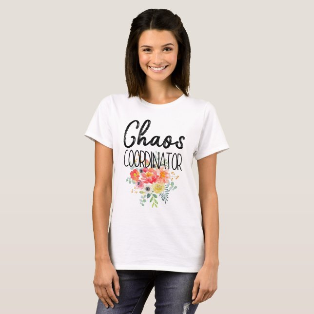 Camiseta Coordenador do caos com flores (Frente Completa)