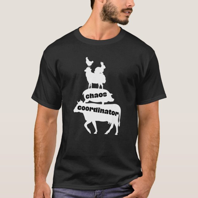 Camiseta Coordenador do Caos Pecuária Mostra Vaca Suína Cou (Frente)