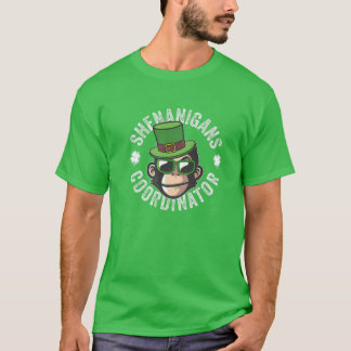 Camiseta Coordenador Shenanigans Monkey Funny St Patricks D