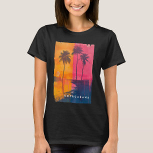 Camiseta Copacabana Rio de Janeiro Brasil Praia Retro Pôr d